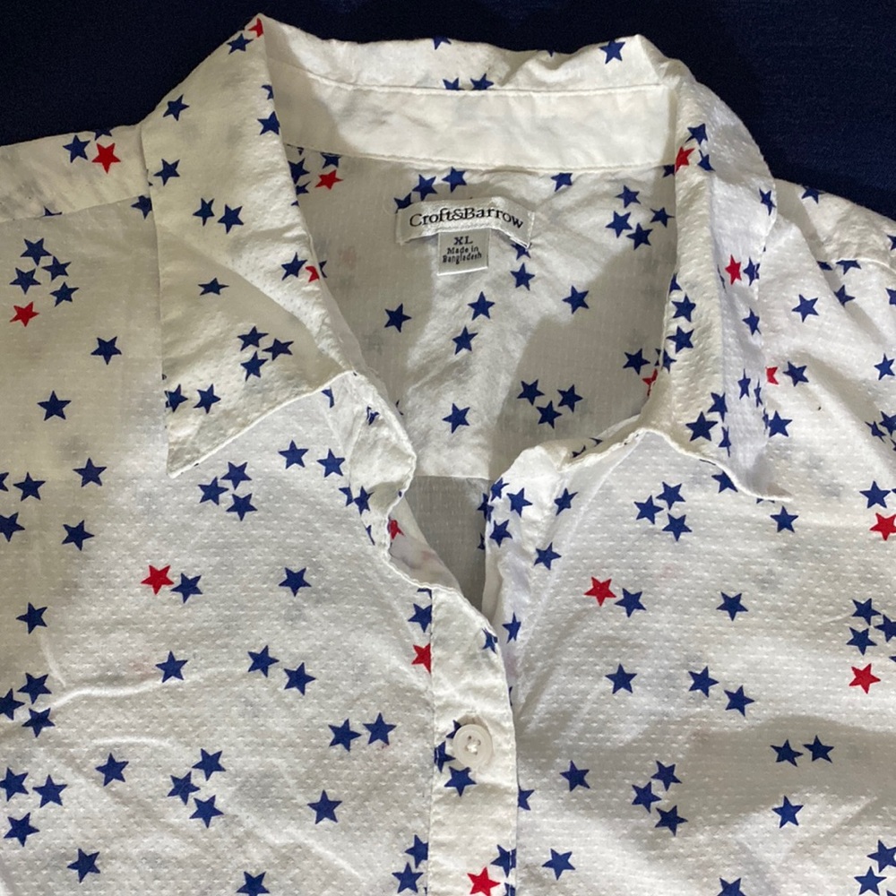 NWOT, patriotic Croft & Barrow sleeveless button down size XL